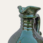 Alcuza ceramic oil vessel by Pablo Tito with green copper oxide finish, handcrafted in Andalusia, Spain.
