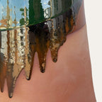 Alcuza ceramic oil vessel by Pablo Tito with green copper oxide finish, handcrafted in Andalusia, Spain.