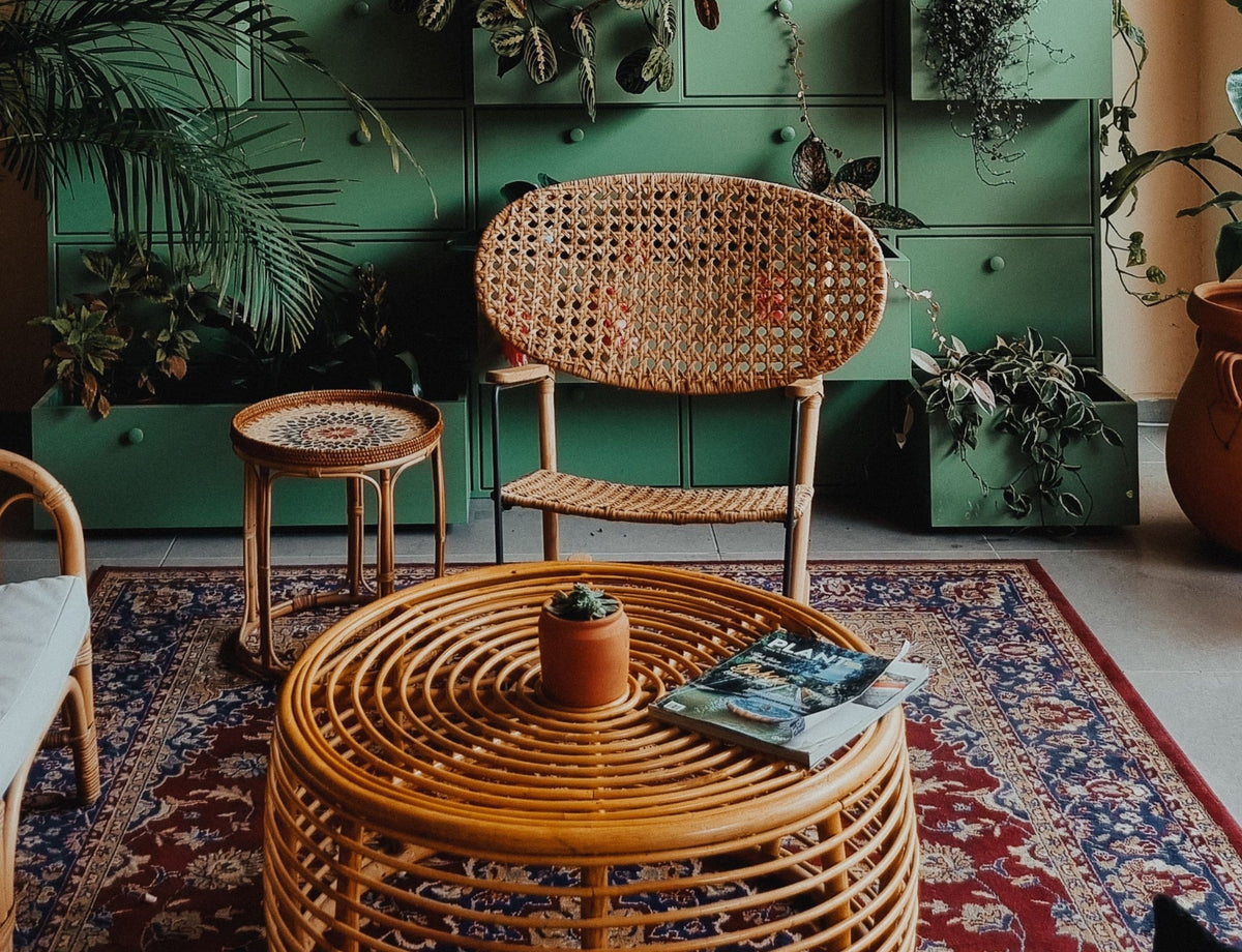 Contemporary interior styled with handcrafted artisan decor.