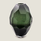 Large titanium Murano glass vase with a hand-sculpted faceted surface, mouth-blown and crafted by hand on Murano Island in Venice, Italy.