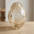 Extra large gold Murano glass vase teardrop shape. Hand-sculpted faceted surface, mouth-blown and crafted by hand on Murano Island in Venice, Italy. 