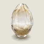 Extra large gold Murano glass vase teardrop shape. Hand-sculpted faceted surface, mouth-blown and crafted by hand on Murano Island in Venice, Italy. 