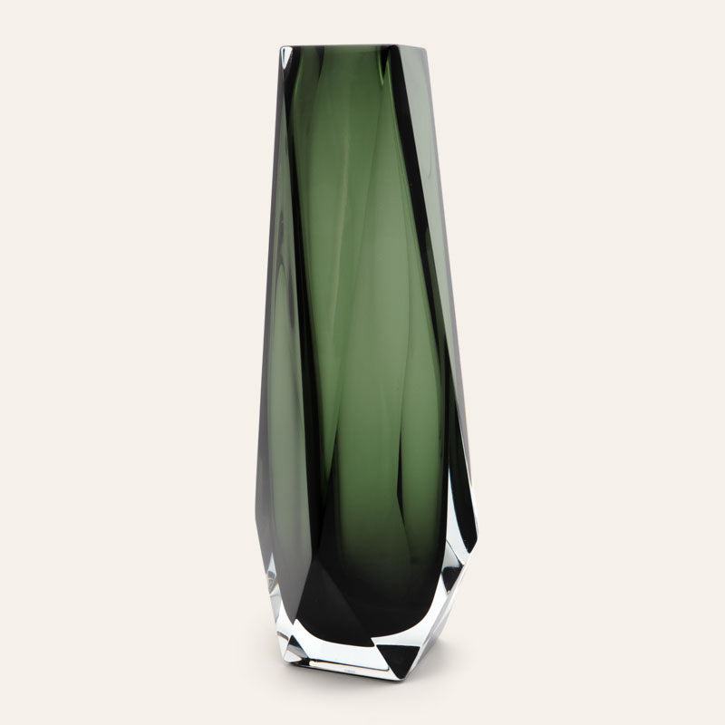 Goccia XL titanium color Murano glass vase, mouth-blown and crafted by hand on Murano Island in Venice, Italy.