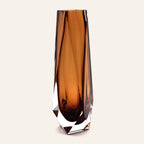 Goccia amber-brown Murano glass vase, mouth-blown and crafted by hand on Murano Island in Venice, Italy.