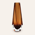 Goccia amber-brown Murano glass vase, mouth-blown and crafted by hand on Murano Island in Venice, Italy.