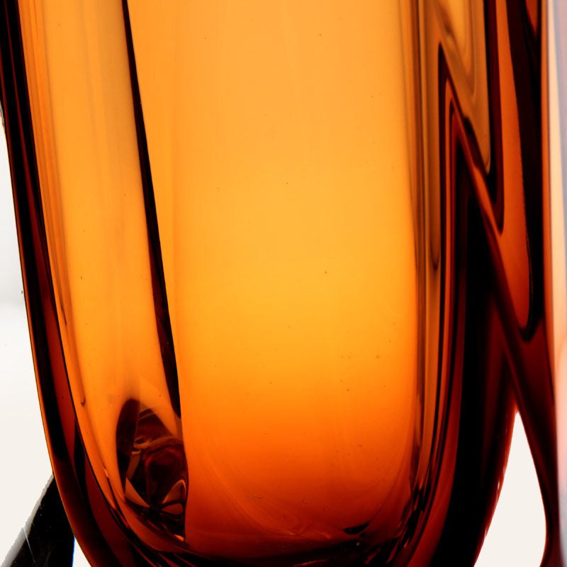 Goccia amber-brown Murano glass vase, mouth-blown and crafted by hand on Murano Island in Venice, Italy.