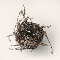 Handwoven grey willow nest sculpture with large catkins by Irish artisan Joe Hogan, created from natural materials gathered across the Irish landscape.