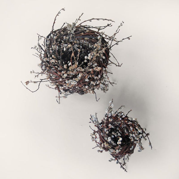 Large Catkin Nest Sculptures Pair