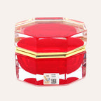 Medium octagonal red Murano glass jewelry box with 24K gold metal detailing and polished surfaces, handcrafted on Murano Island in Venice, Italy.