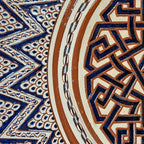 Plato de Lacería monumental ceramic wall plate by Pablo Tito with hand-painted cobalt decoration, handcrafted in Andalusia, Spain.