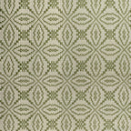 Sa Mendula Sardinian handwoven green-cream linen rug by Anna Deriu, woven on a traditional Sardinian horizontal loom.