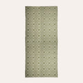 Sa Mendula Sardinian handwoven green-cream linen rug by Anna Deriu, woven on a traditional Sardinian horizontal loom.