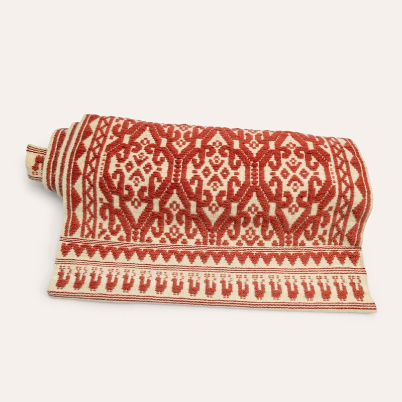 Sa Pianedda Sardinian handwoven terracotta-cream wool rug and tapestry by Anna Deriu, woven on a traditional Sardinian horizontal loom.