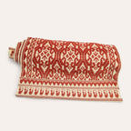 Sa Pianedda Sardinian handwoven terracotta-cream wool rug and tapestry by Anna Deriu, woven on a traditional Sardinian horizontal loom.