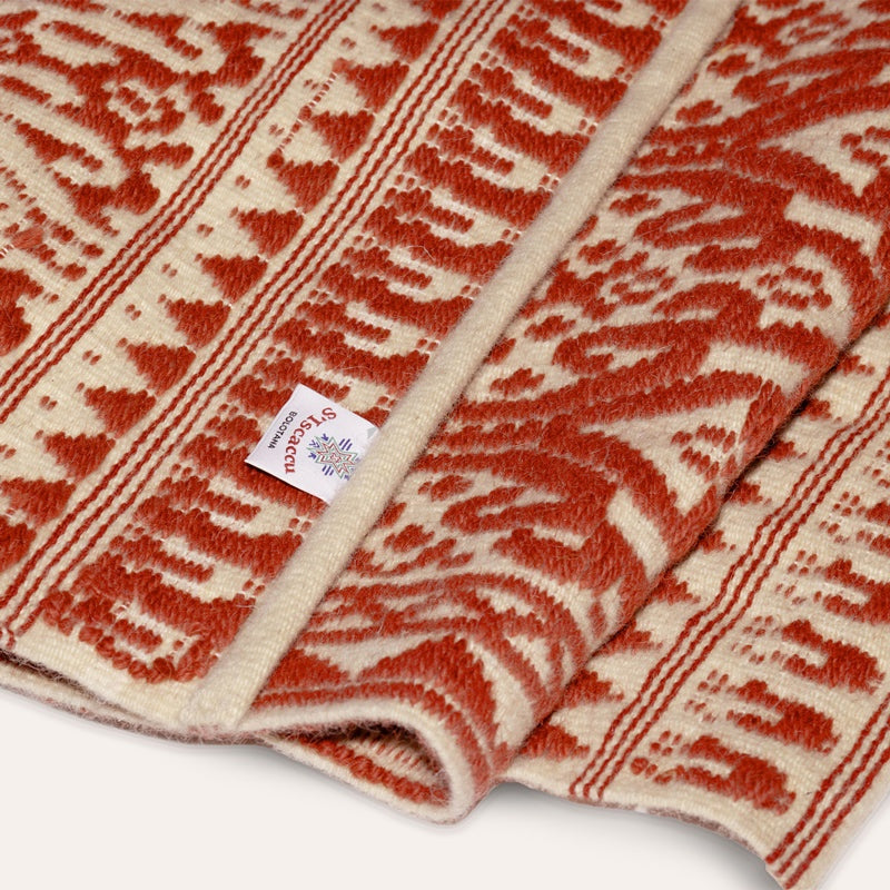 Sa Pianedda Sardinian handwoven terracotta-cream wool rug and tapestry by Anna Deriu, woven on a traditional Sardinian horizontal loom.