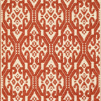 Sa Pianedda Sardinian handwoven terracotta-cream wool rug and tapestry by Anna Deriu, woven on a traditional Sardinian horizontal loom.