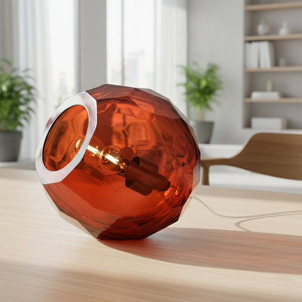 Sphera Small Dark Amber Murano Glass Table Lamp