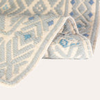 Su Rombo Mannu Sardinian handwoven wool rug and tapestry by Anna Deriu, woven on a traditional Sardinian horizontal loom.