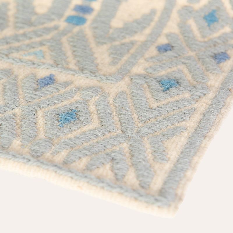 Su Rombo Mannu Sardinian handwoven wool rug and tapestry by Anna Deriu, woven on a traditional Sardinian horizontal loom.